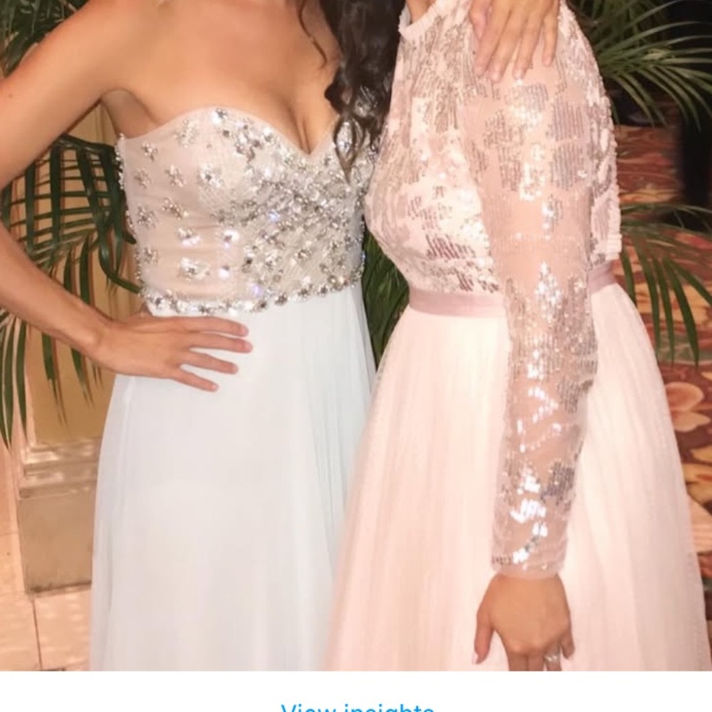 Glamour Light Blue embellished prom evening gown Dress size 0